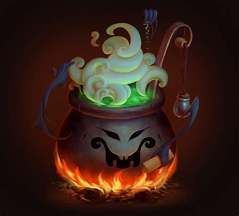 Spooky pumpkin witch kettle